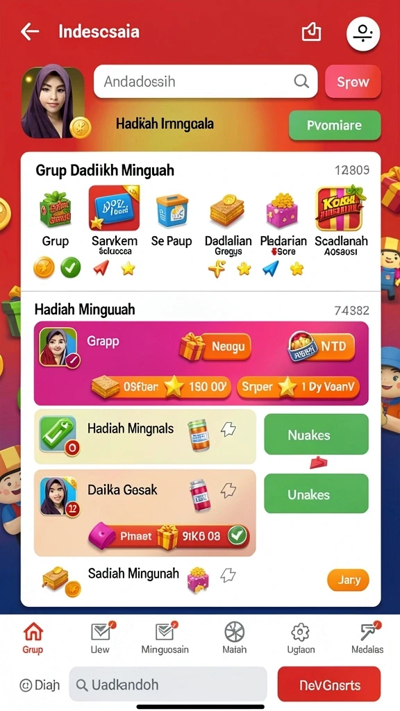 Tampilan permainan yang menarik dan berwarna.